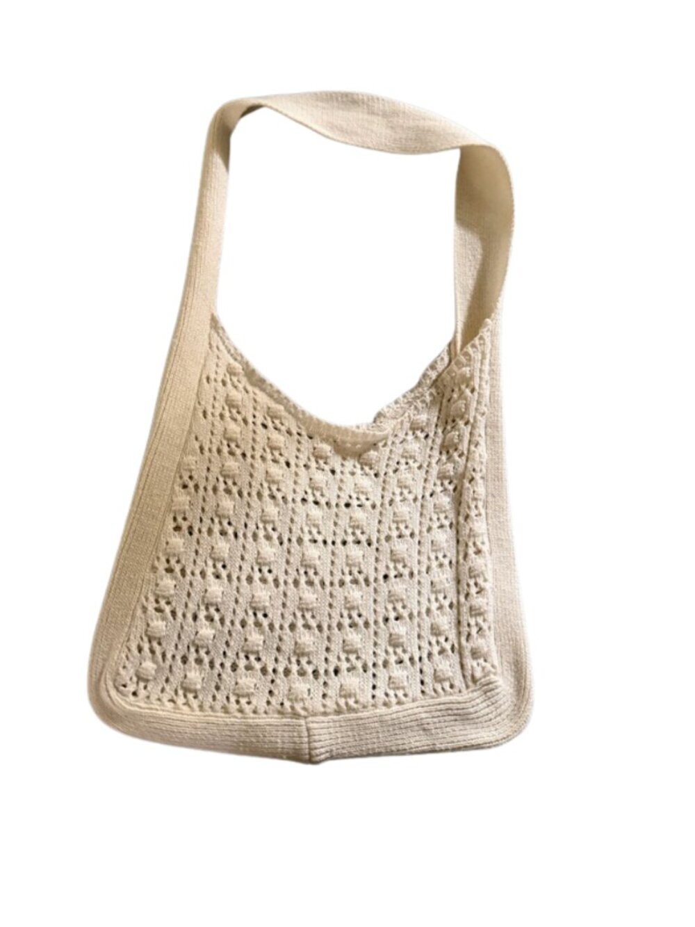 🤍✨ **Crochet Cream Shoulder Bag – Boho Chic** ✨🤍